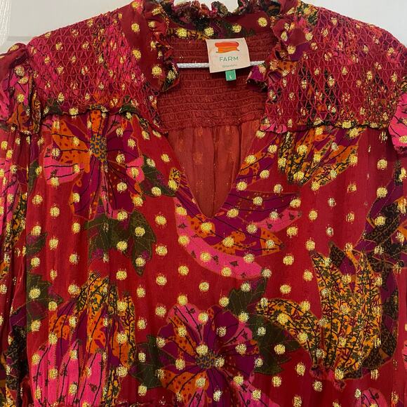 FARM Rio Banana Flowers dress size Large *missing beaded tie* - Picture 3 of 16